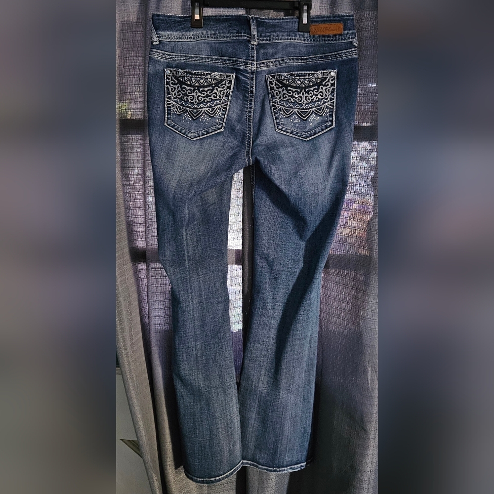 Juniors' WallFlower Like New Luscious Curvy Bling Bootcut Jeans sz 11x32" - Picture 4 of 11